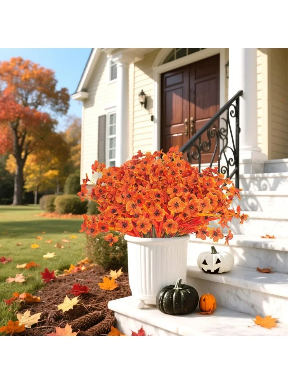 Realistic Artificial Fall Flowers - Weather-Resistant Faux Plants for Outdoor